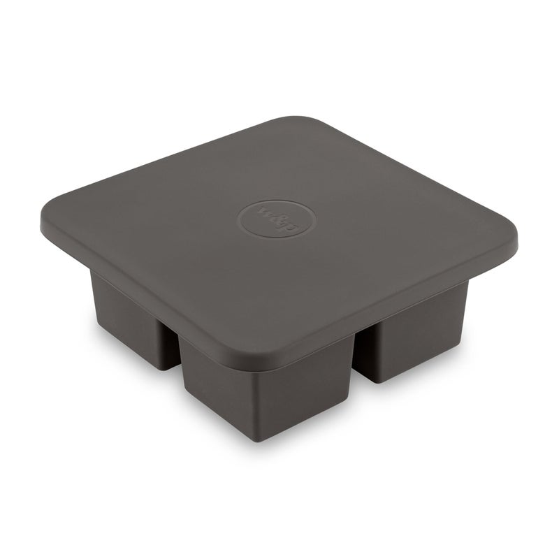 WP W&P Peak Silicone Extra Large Cube Ice Tray w/ Protective Lid | Charcoal | Easy to Remove Ice Cubes | Food Grade Premium Silicone | Dishwasher Safe, BPA Free - Image 1